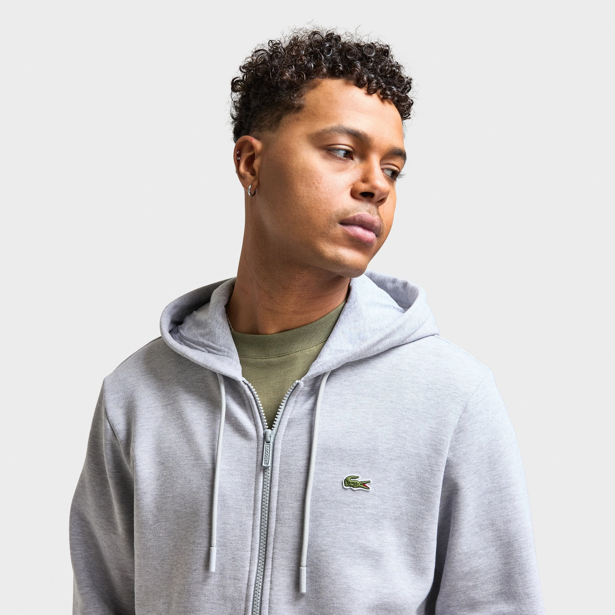 Lacoste Long Sleeve Solid Full-Zip Sweatshirt / Silver Chine
