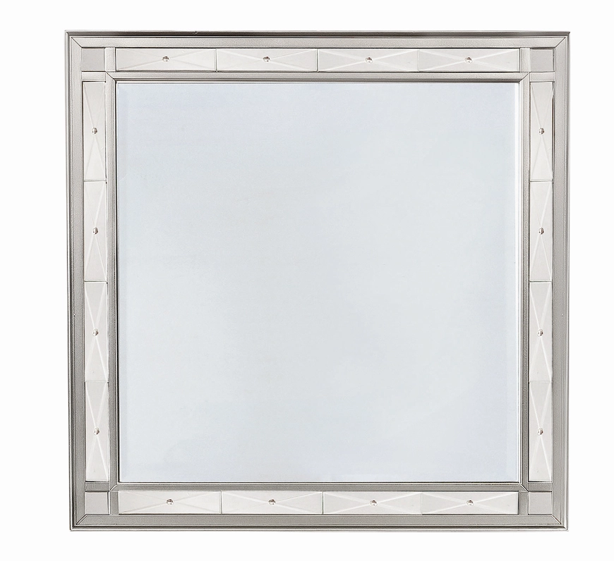 Leighton Full Panel Bed With Mirrored Accents Mercury Metallic