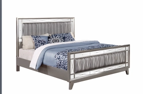 Leighton Full Panel Bed With Mirrored Accents Mercury Metallic