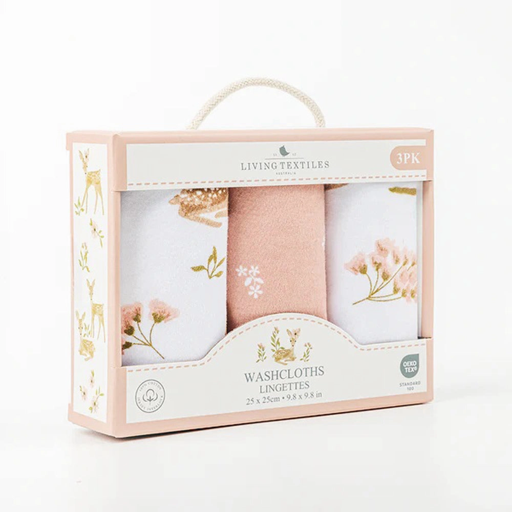 Living Textiles 3pk Wash Cloths Sophia Garden