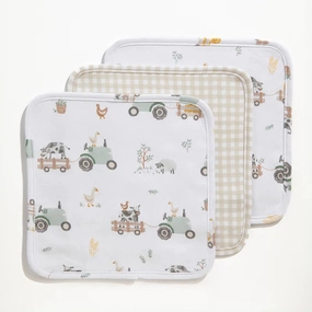 Living Textiles 3pk Wash Cloths Tractor Ride