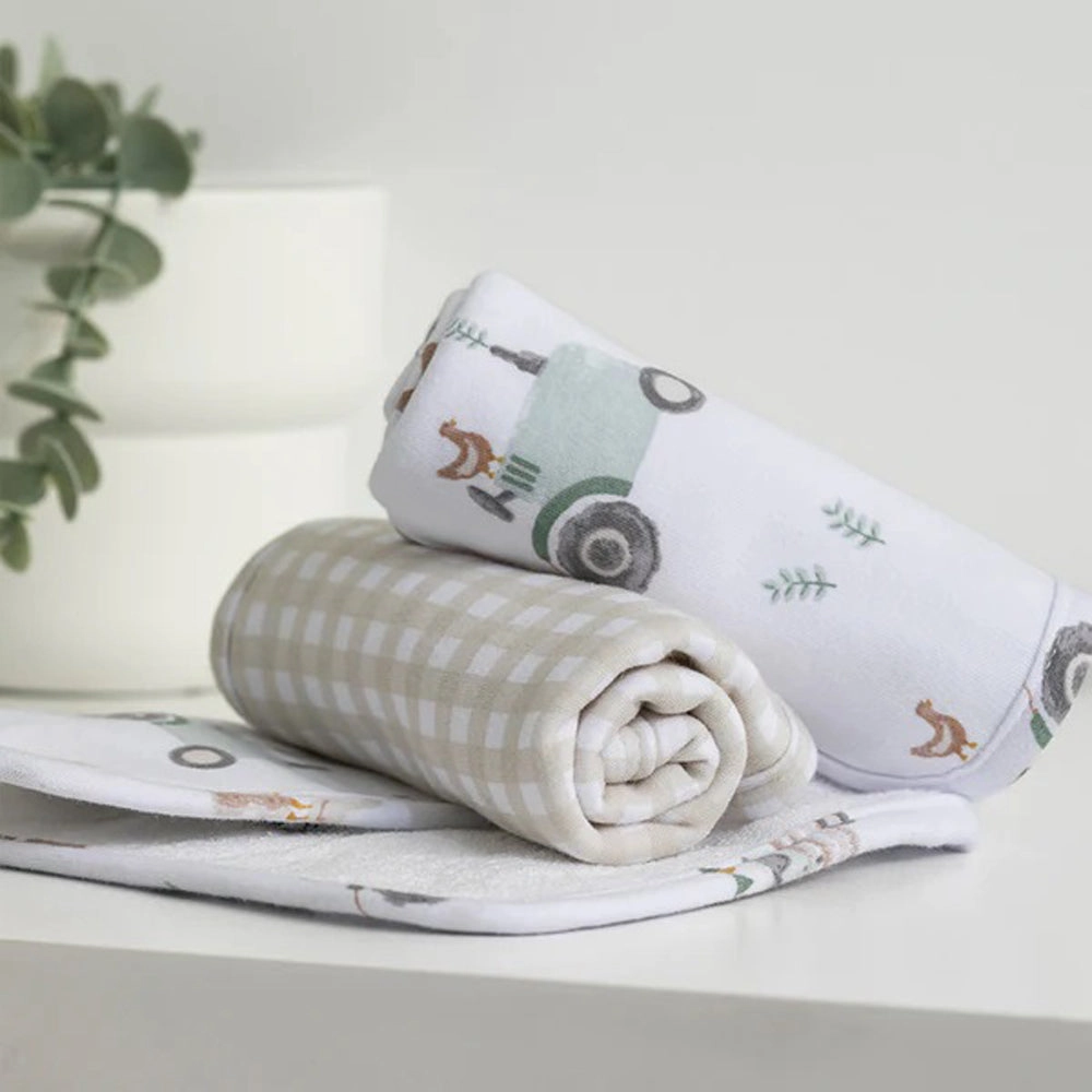 Living Textiles 3pk Wash Cloths Tractor Ride