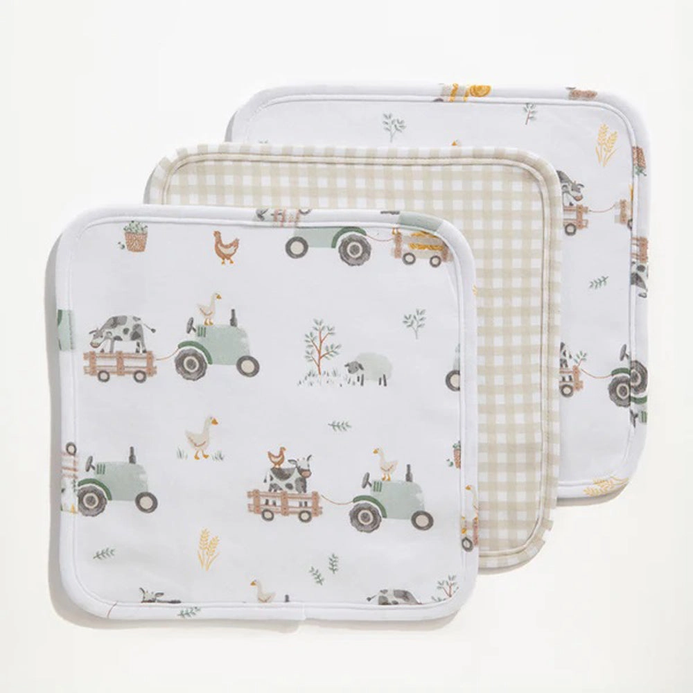 Living Textiles 3pk Wash Cloths Tractor Ride