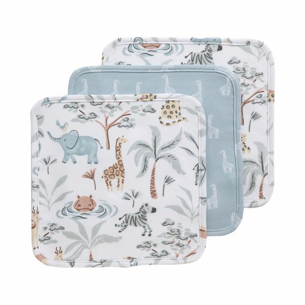 Living Textiles 3pk Wash Cloths Wild Safari