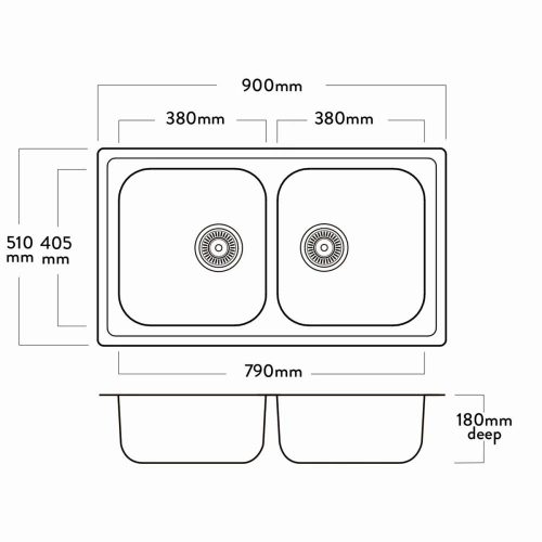 Mercer EW203 Wentworth Double Bowl with Accessories