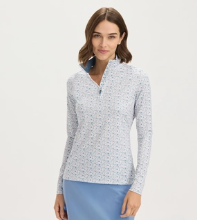 Mini Floral Print Quarter Zip