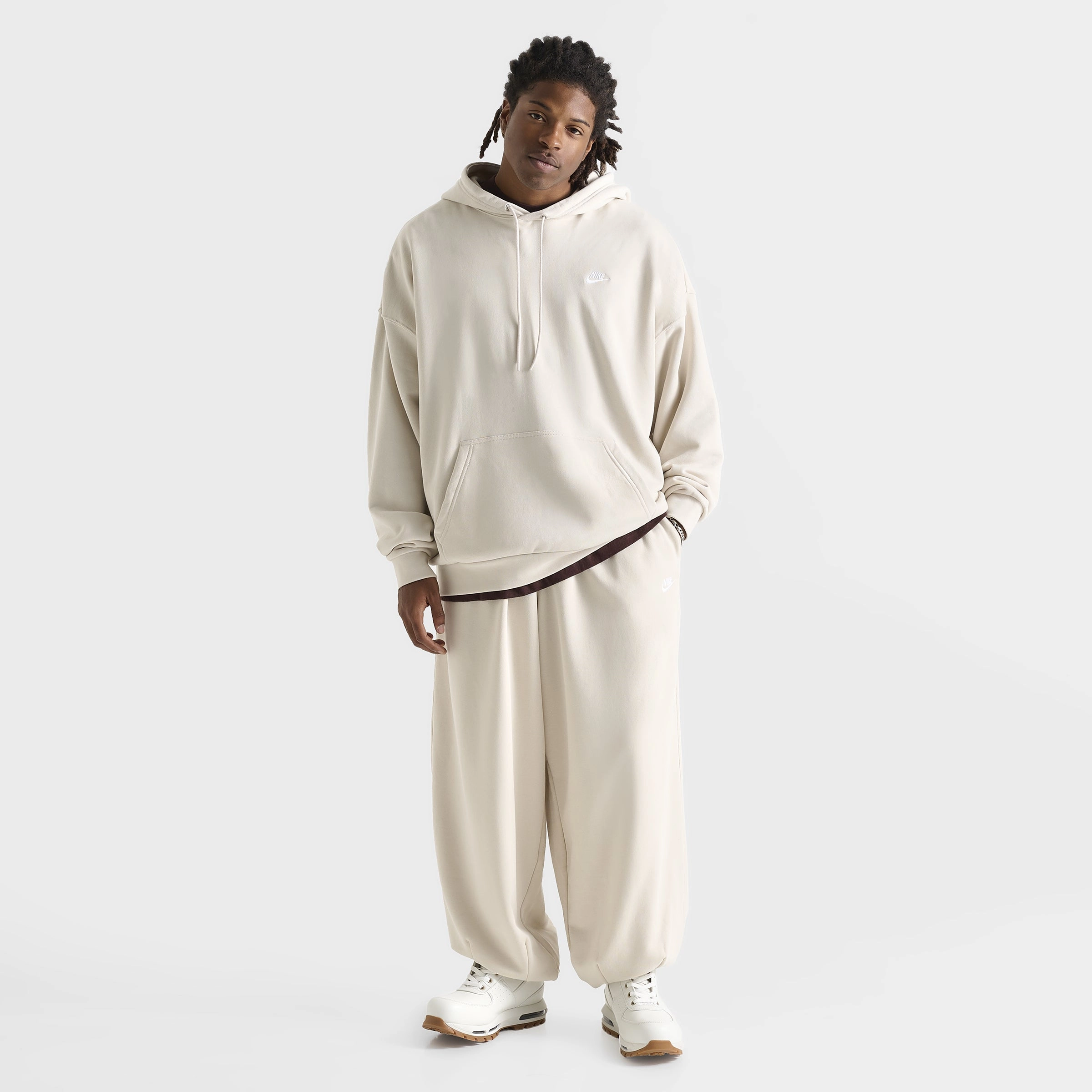 Nike Club Fleece Oversized French Terry Pants Lt Orewood Brn / Lt Orewood Brn - White