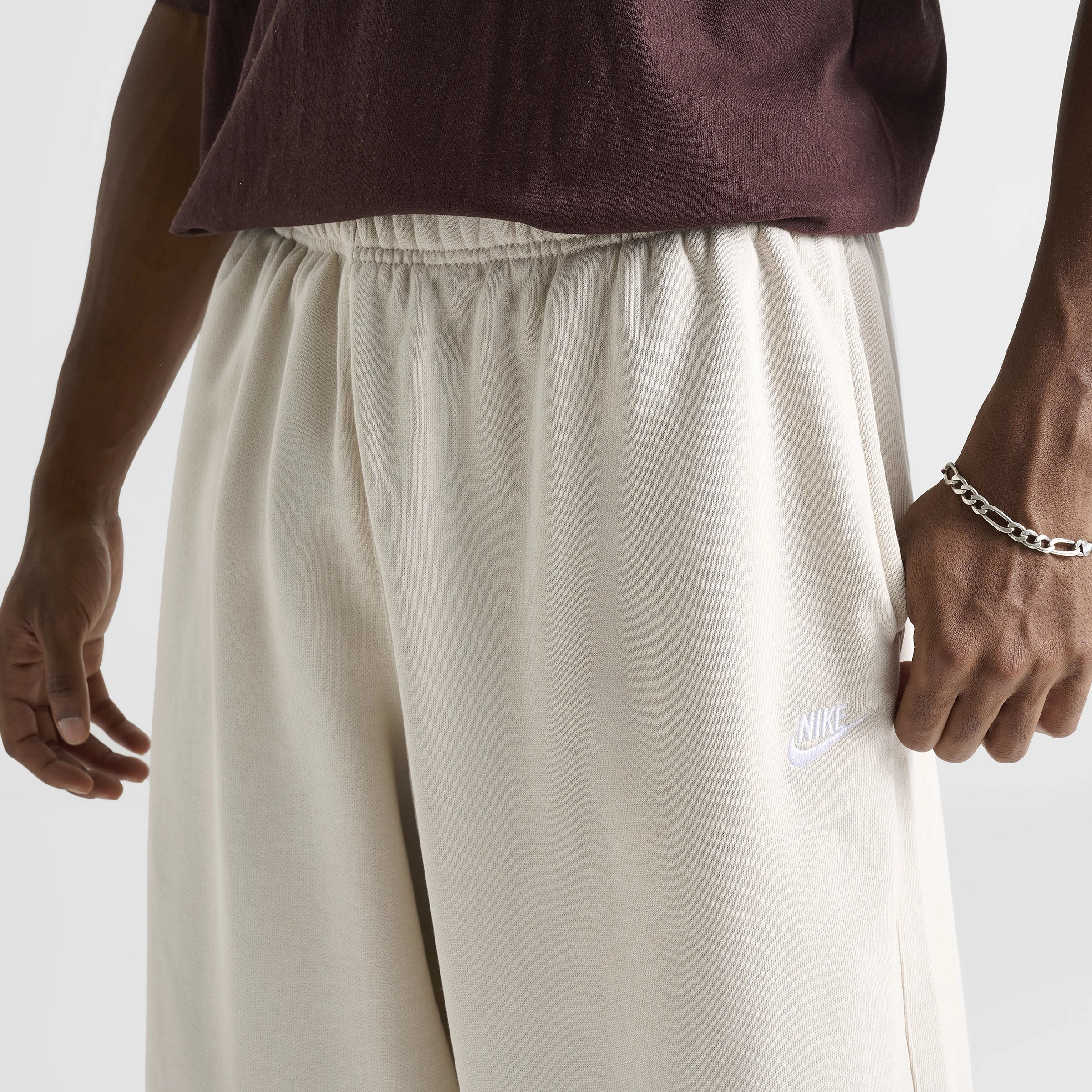 Nike Club Fleece Oversized French Terry Pants Lt Orewood Brn / Lt Orewood Brn - White