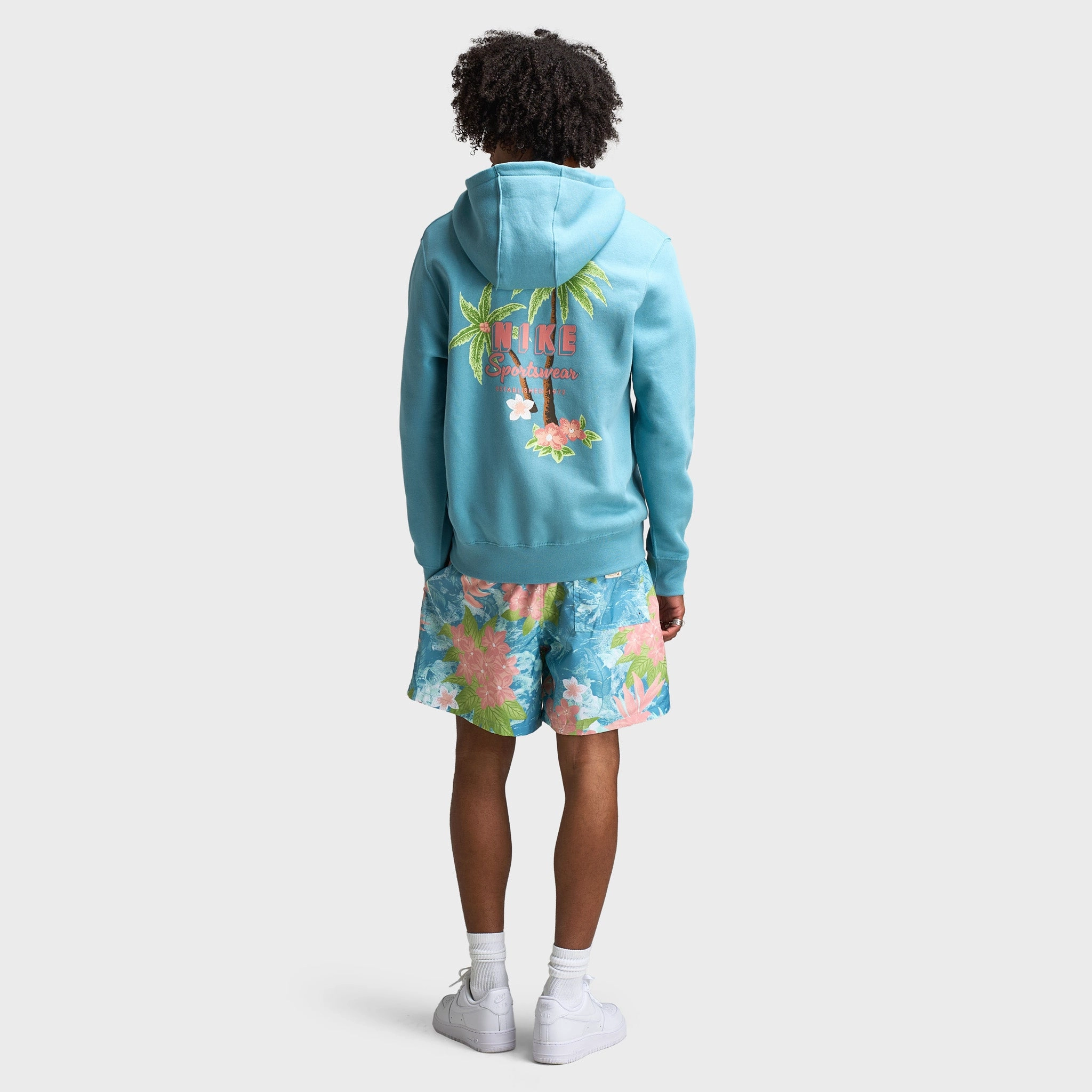 Nike Club Full Zip Hoodie Sweet Denim Turq / Red Stardust - Red Stardust
