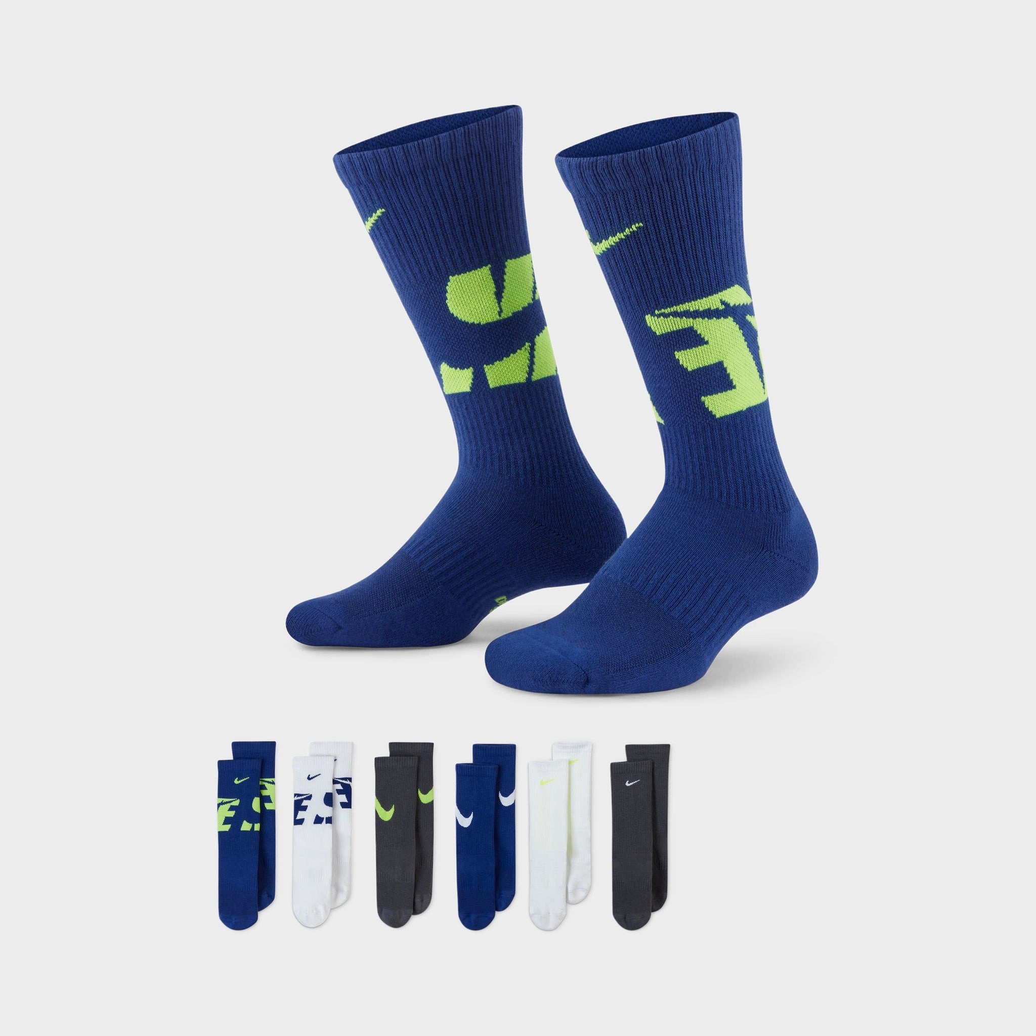 Nike Everyday Kids' Cushioned Crew Socks (6 Pairs) / Multi-color