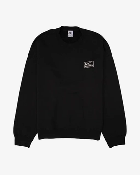 NIKE X STUSSY SS23 WASHED FLEECE BLACK CREWNECK
