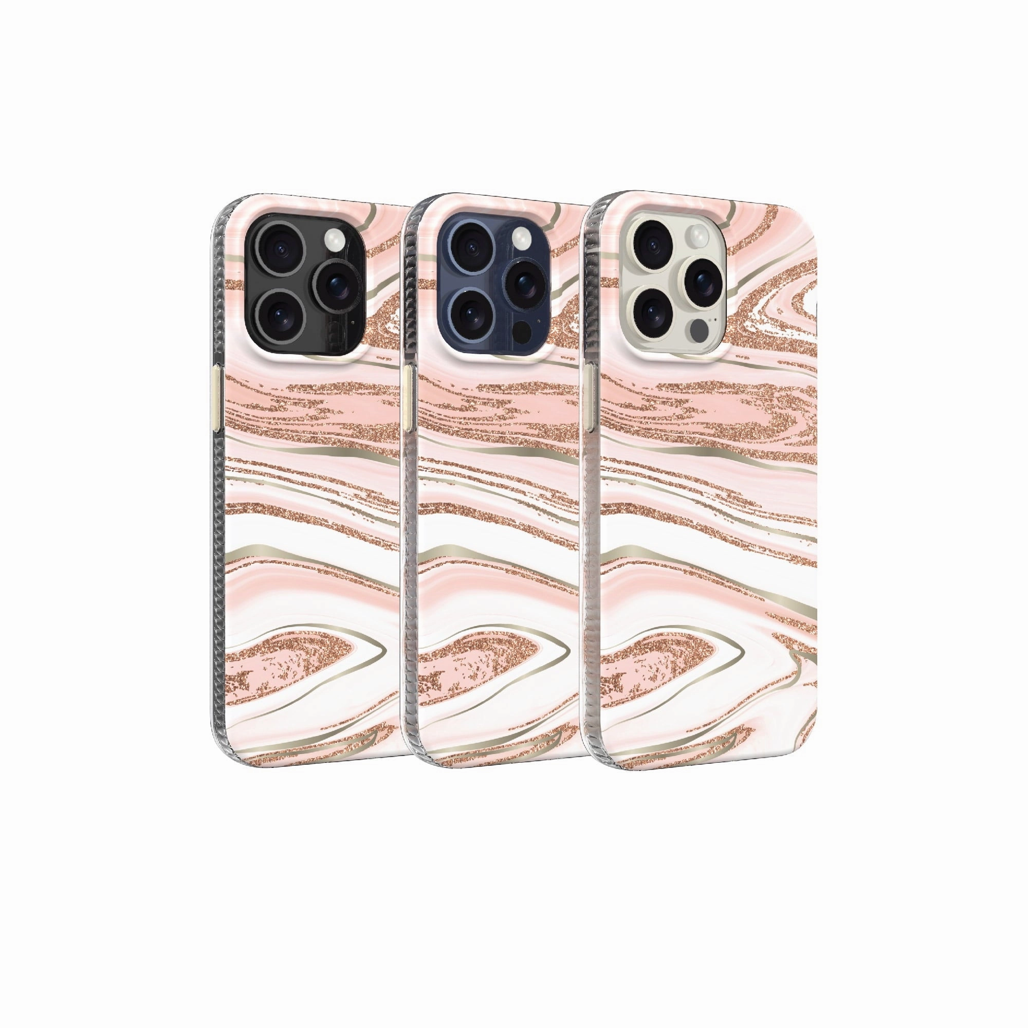 Onn WIBPGM100149714 Phone Case for iPhone 15 Pro Max - Pink Gold Marble - Shock-Absorbent, Drop Tested to 10 Feet