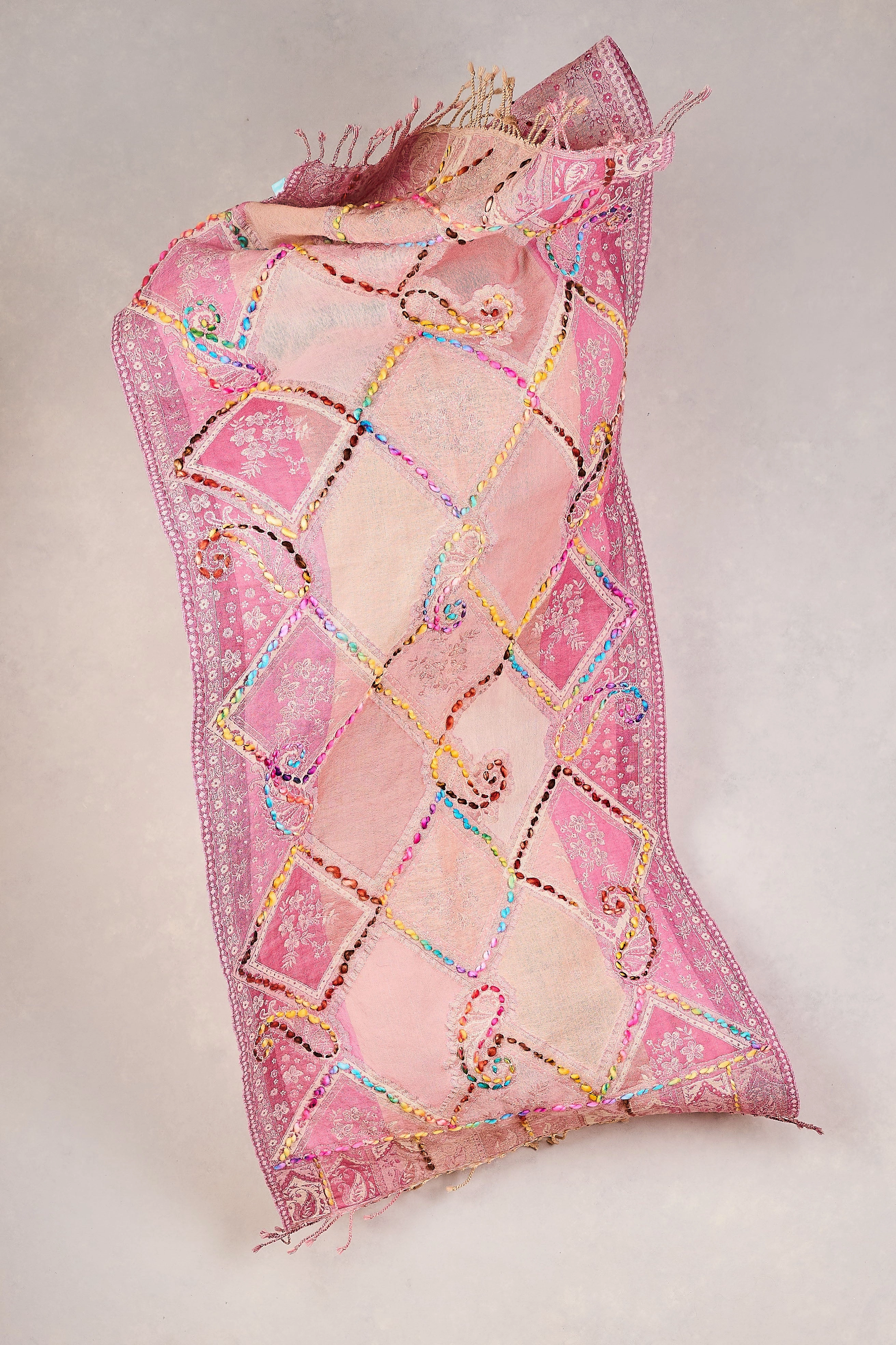 Paisley Embellished Blanket Scarf - Multicolour