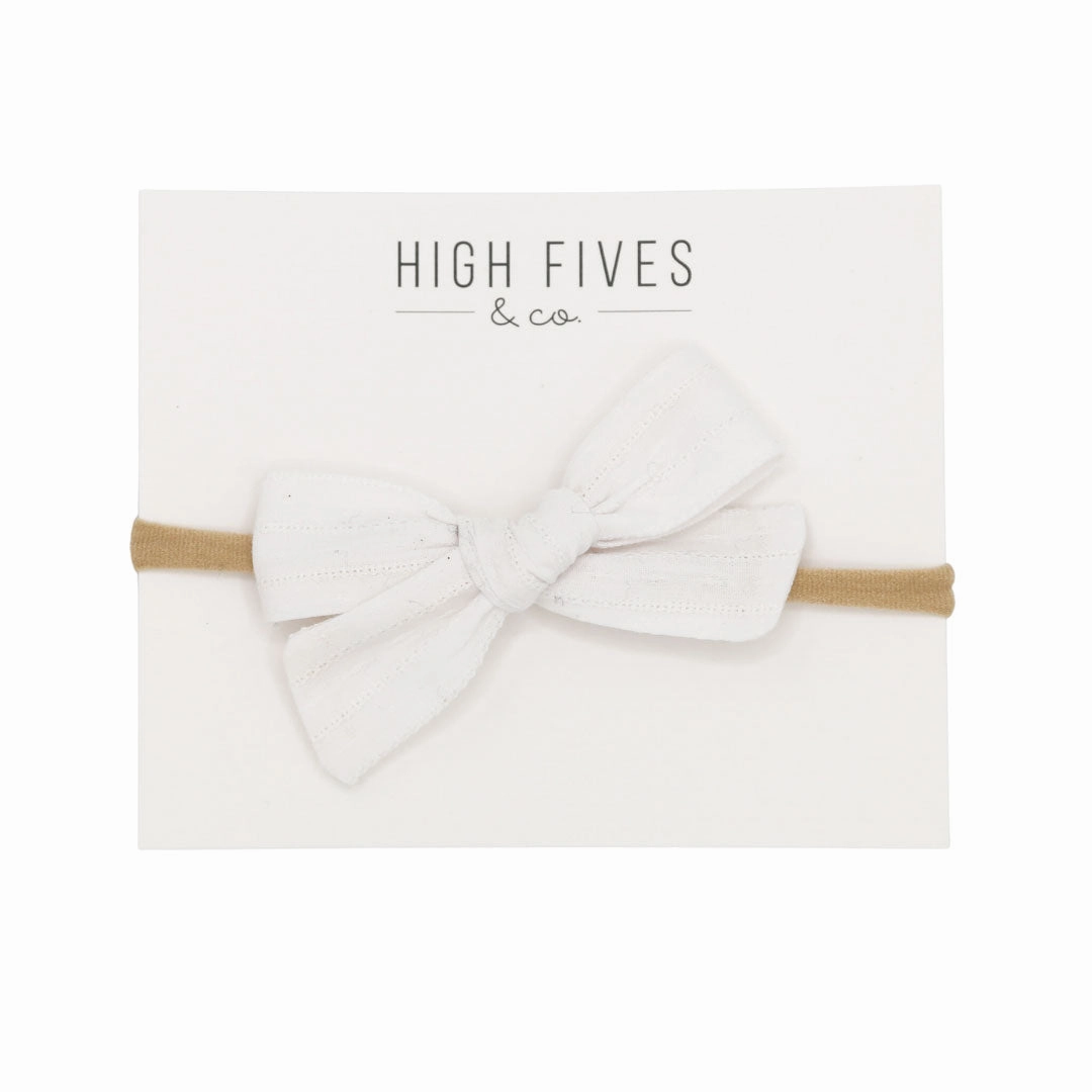 Patterened Linen Bow Nylon Headband