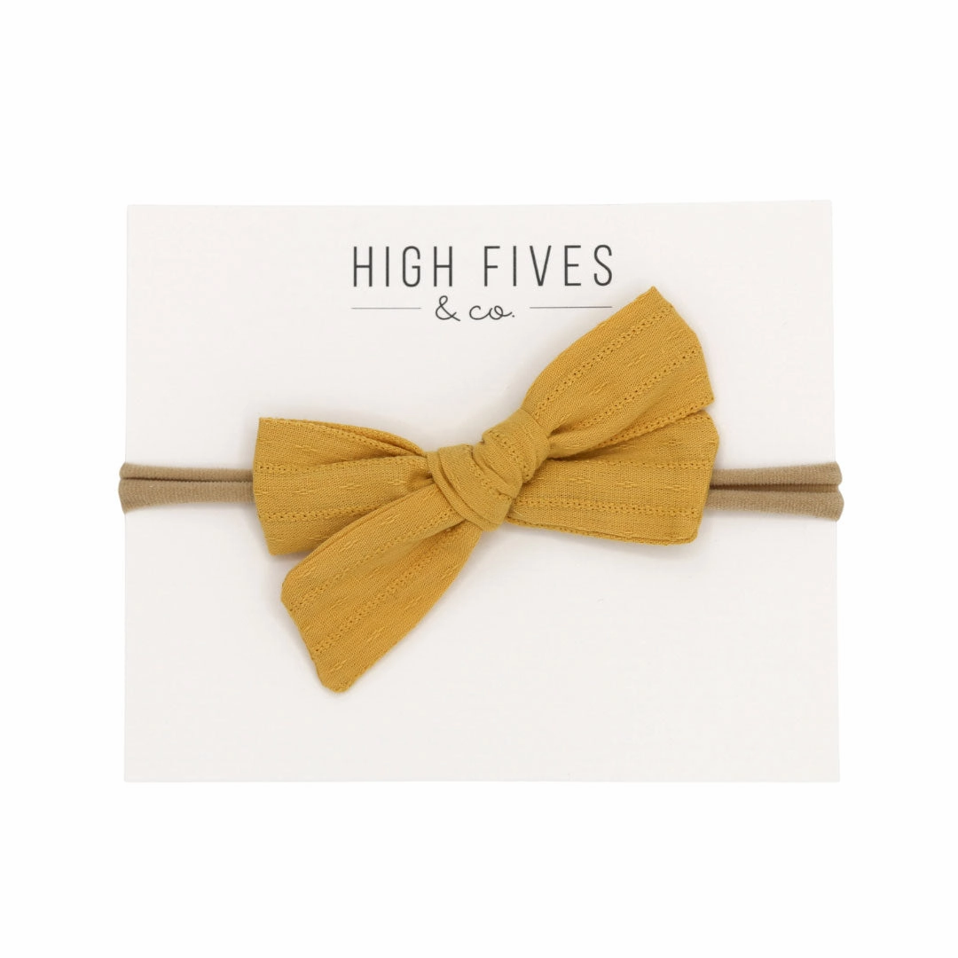 Patterened Linen Bow Nylon Headband