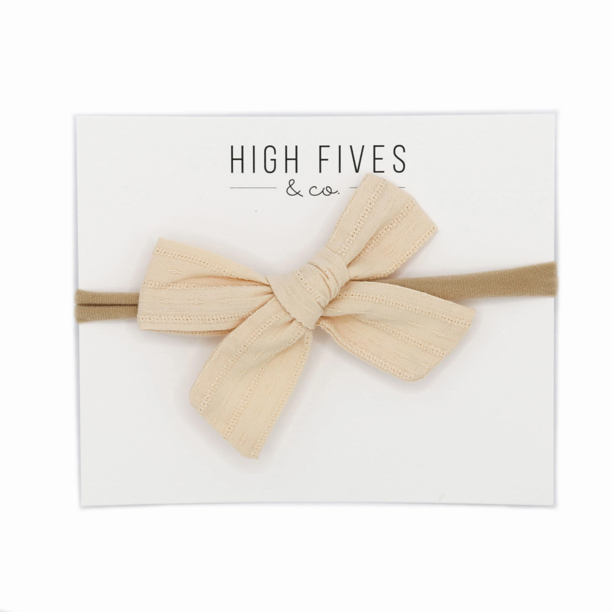 Patterened Linen Bow Nylon Headband