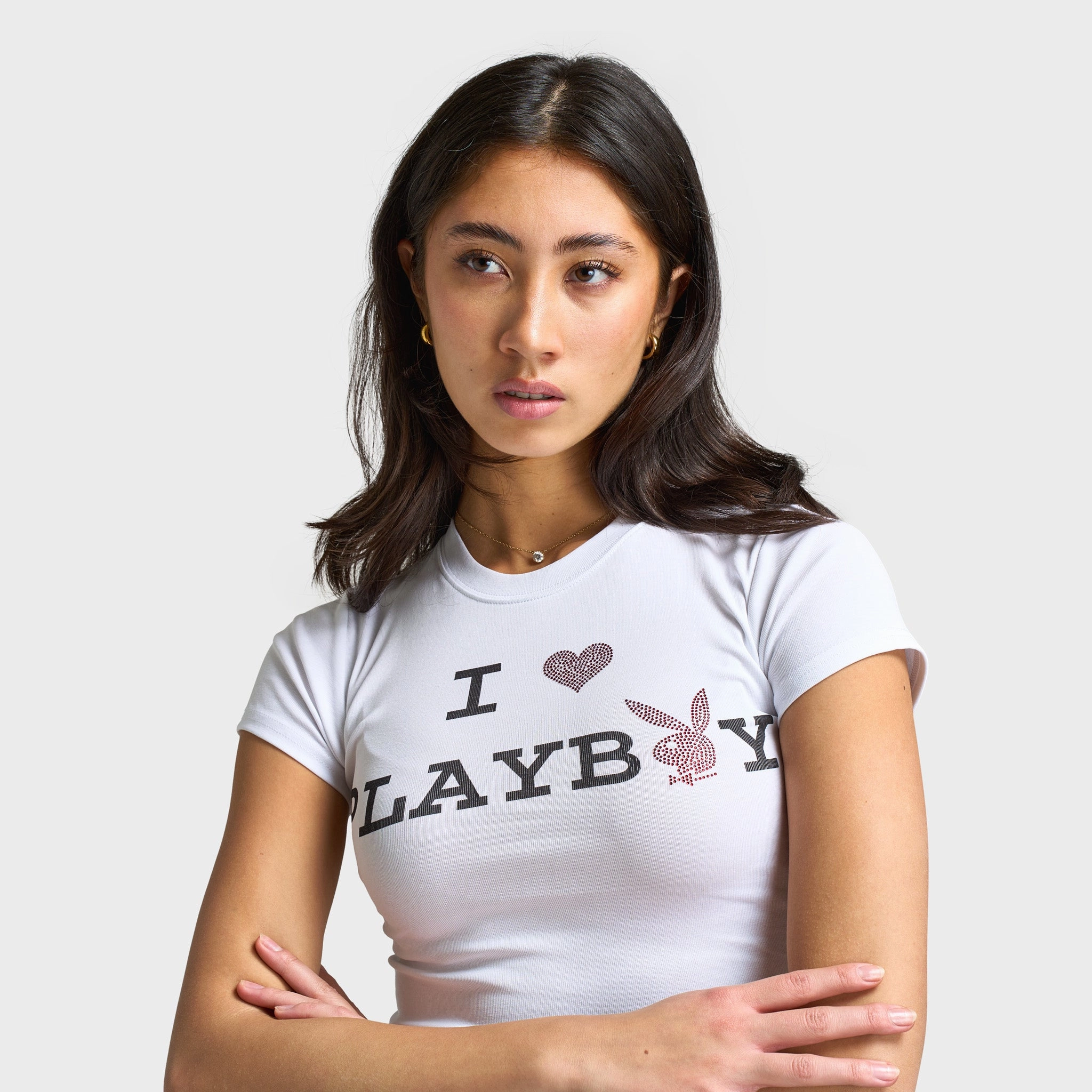 Playboy I Love Playboy Baby Tee / White