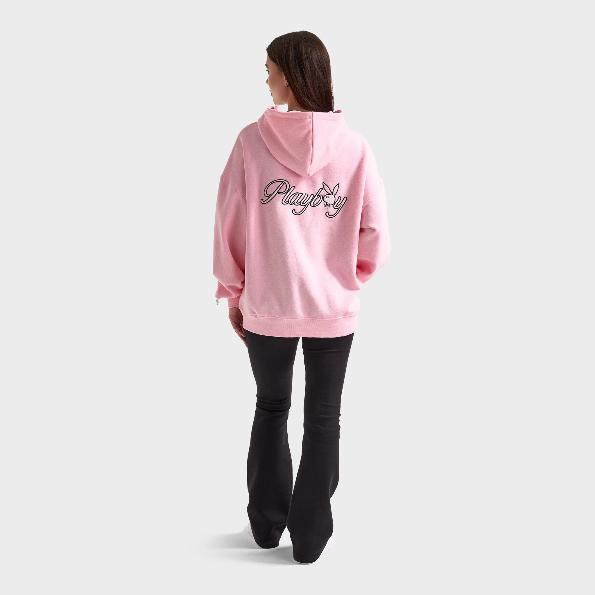 Playboy Script Oversized Graphic Hoodie / Pink