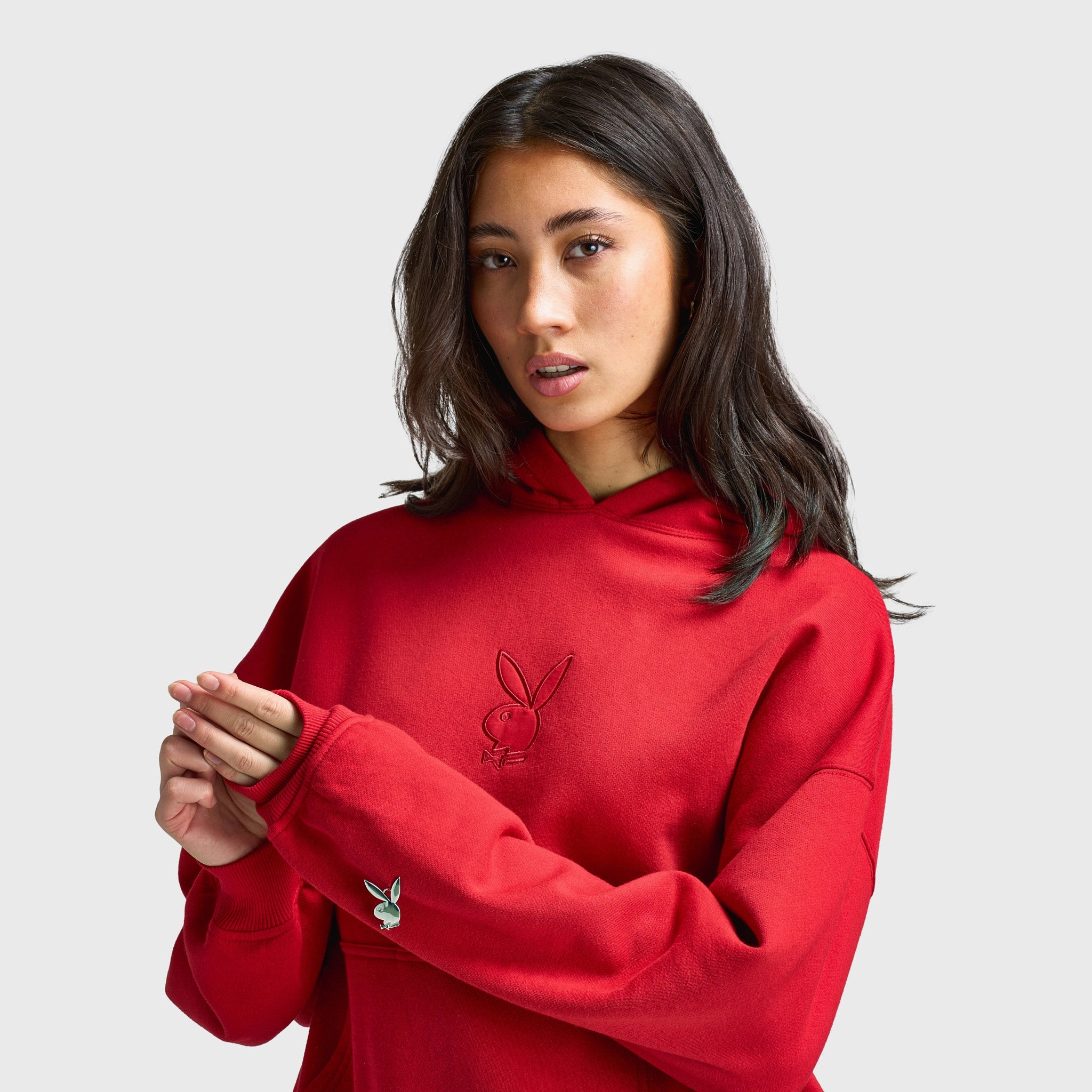Playboy Script Oversized Hoodie / Red