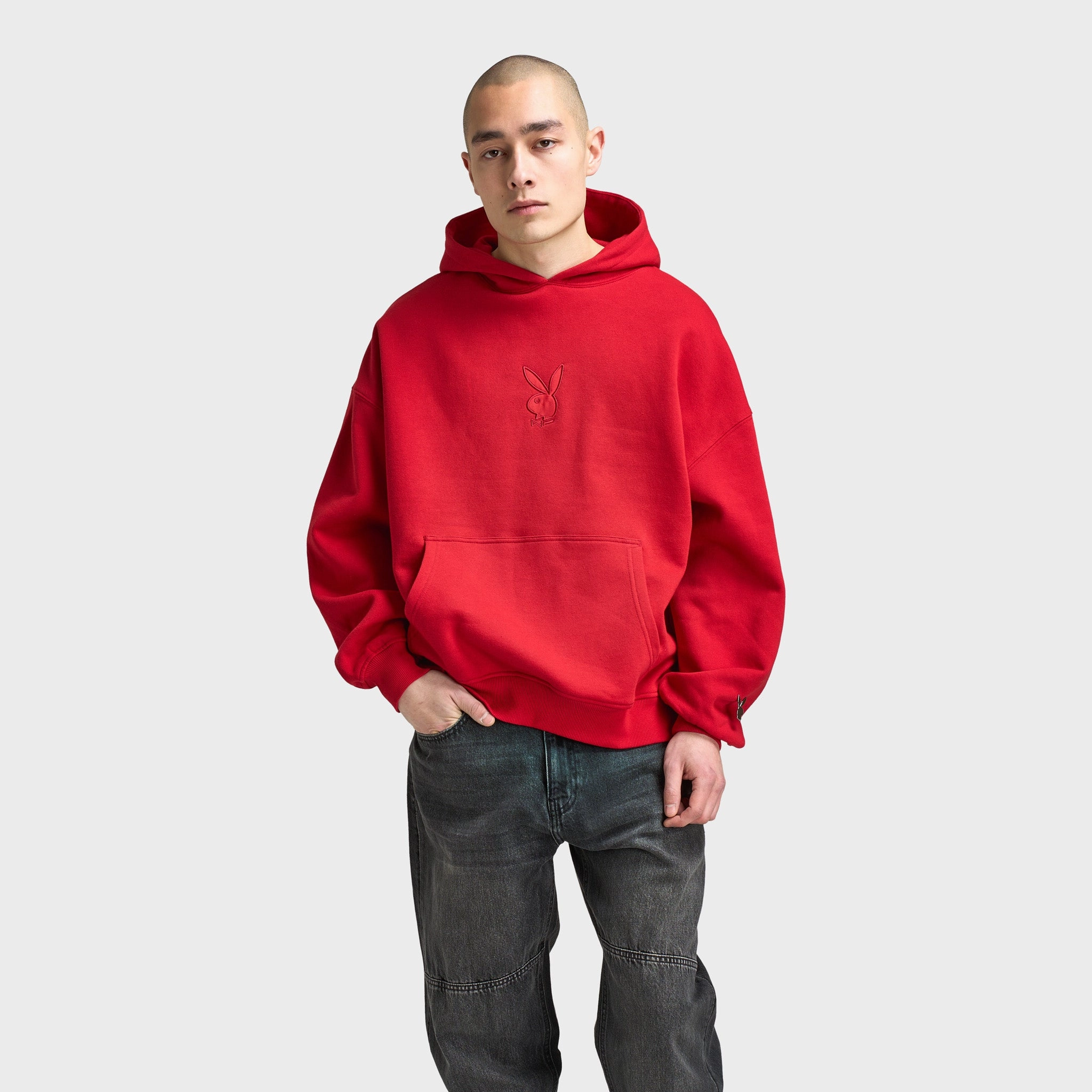 Playboy Script Oversized Hoodie / Red