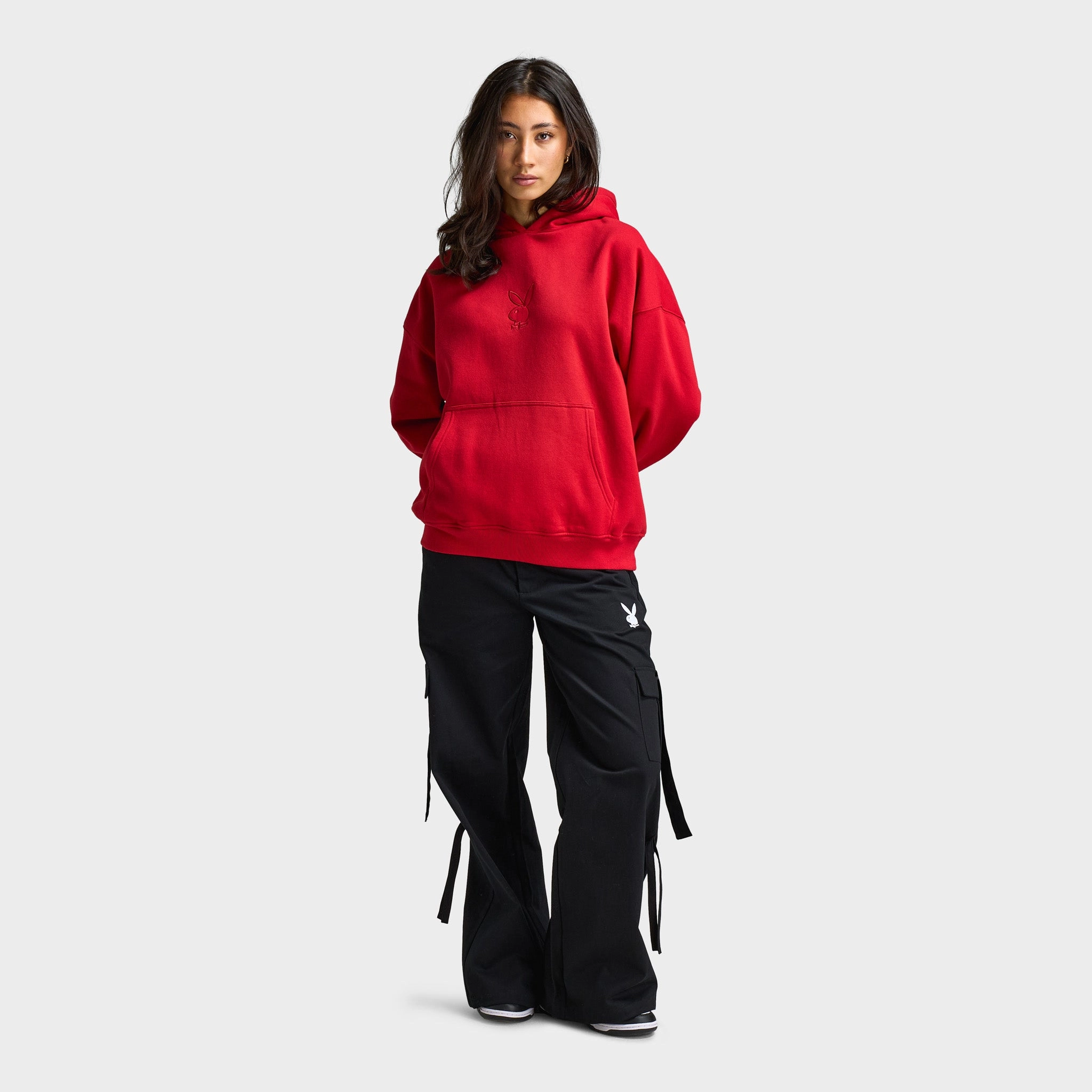 Playboy Script Oversized Hoodie / Red