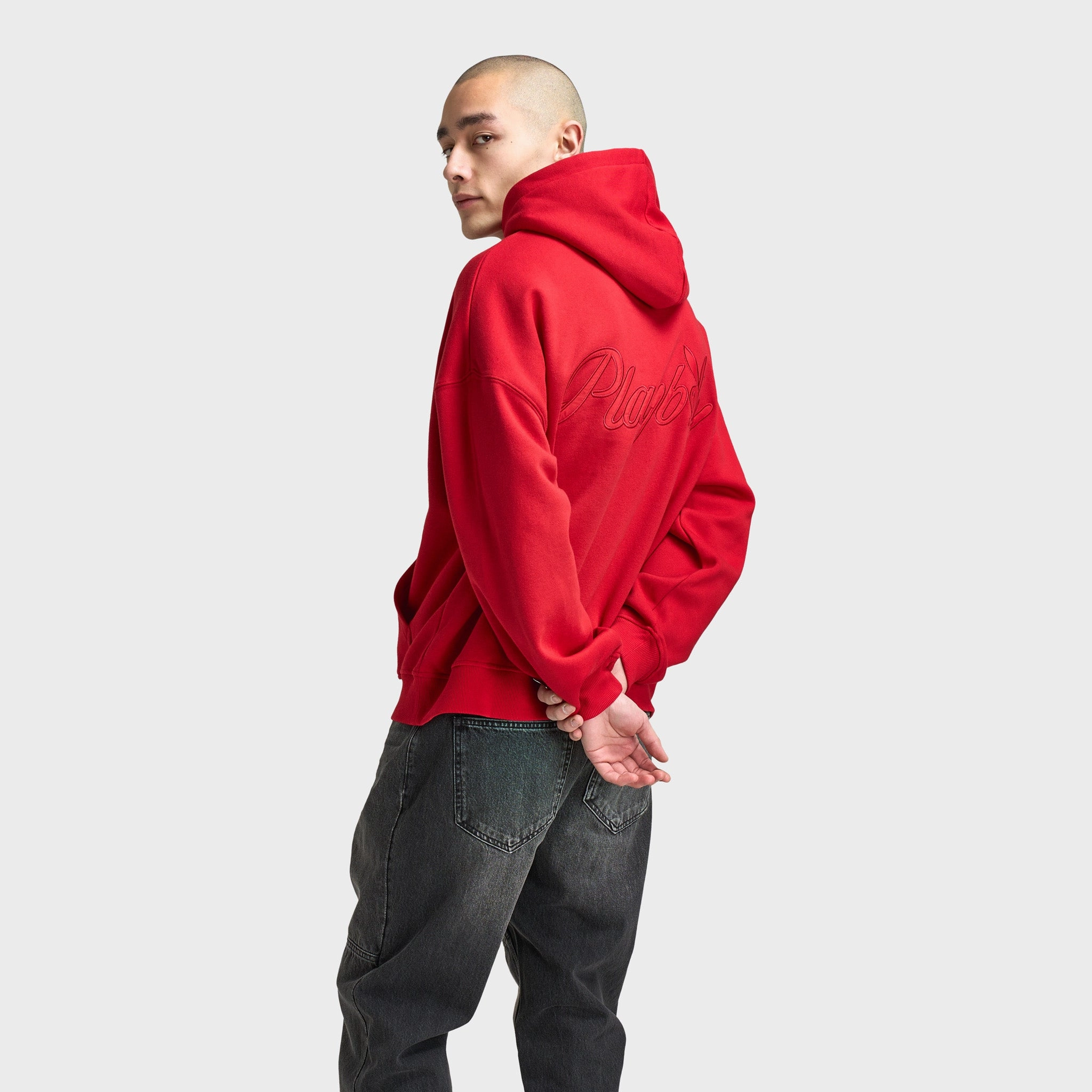 Playboy Script Oversized Hoodie / Red