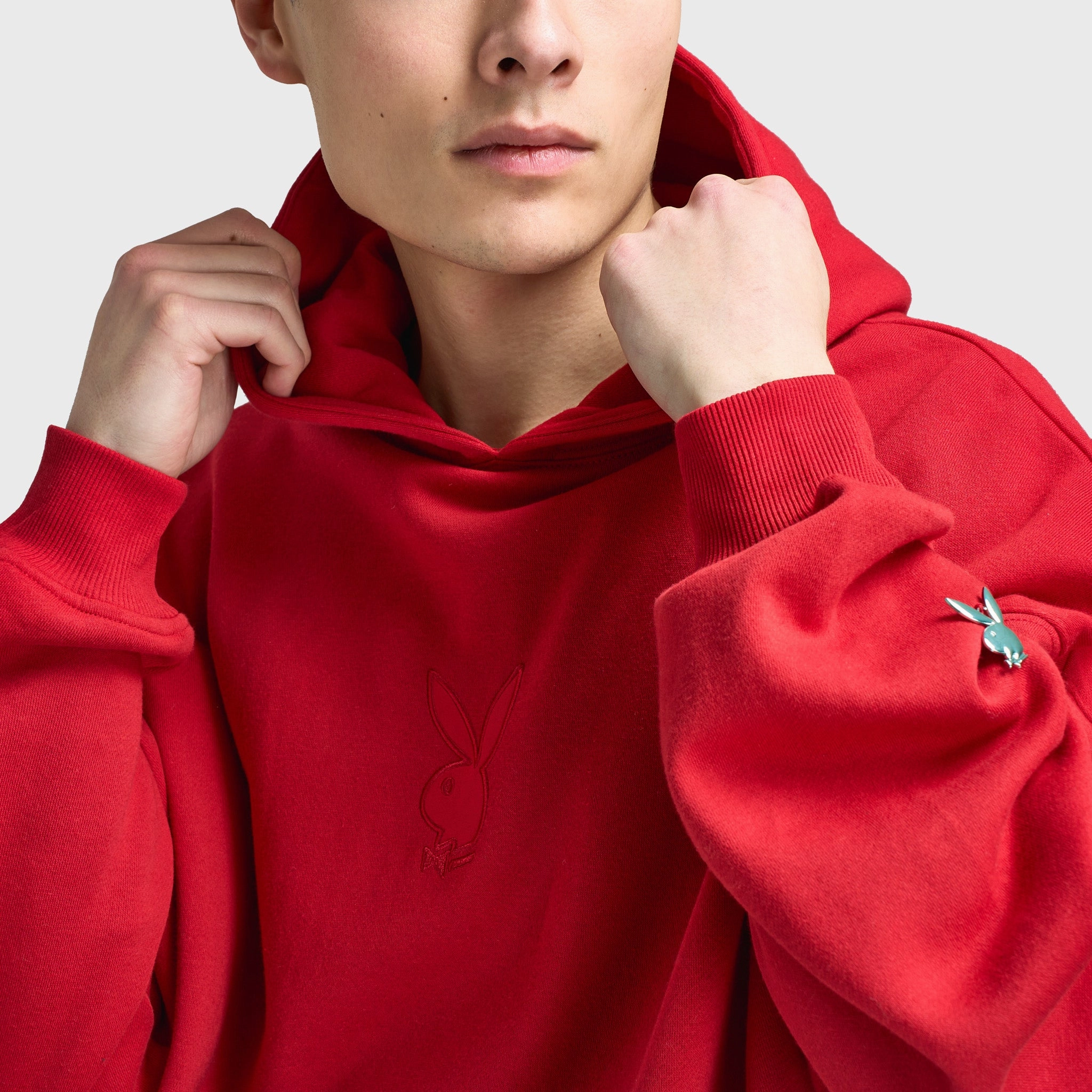 Playboy Script Oversized Hoodie / Red