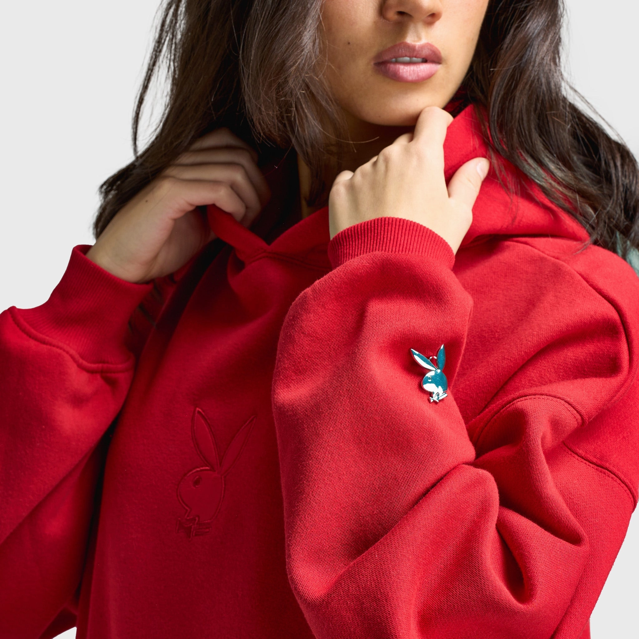 Playboy Script Oversized Hoodie / Red