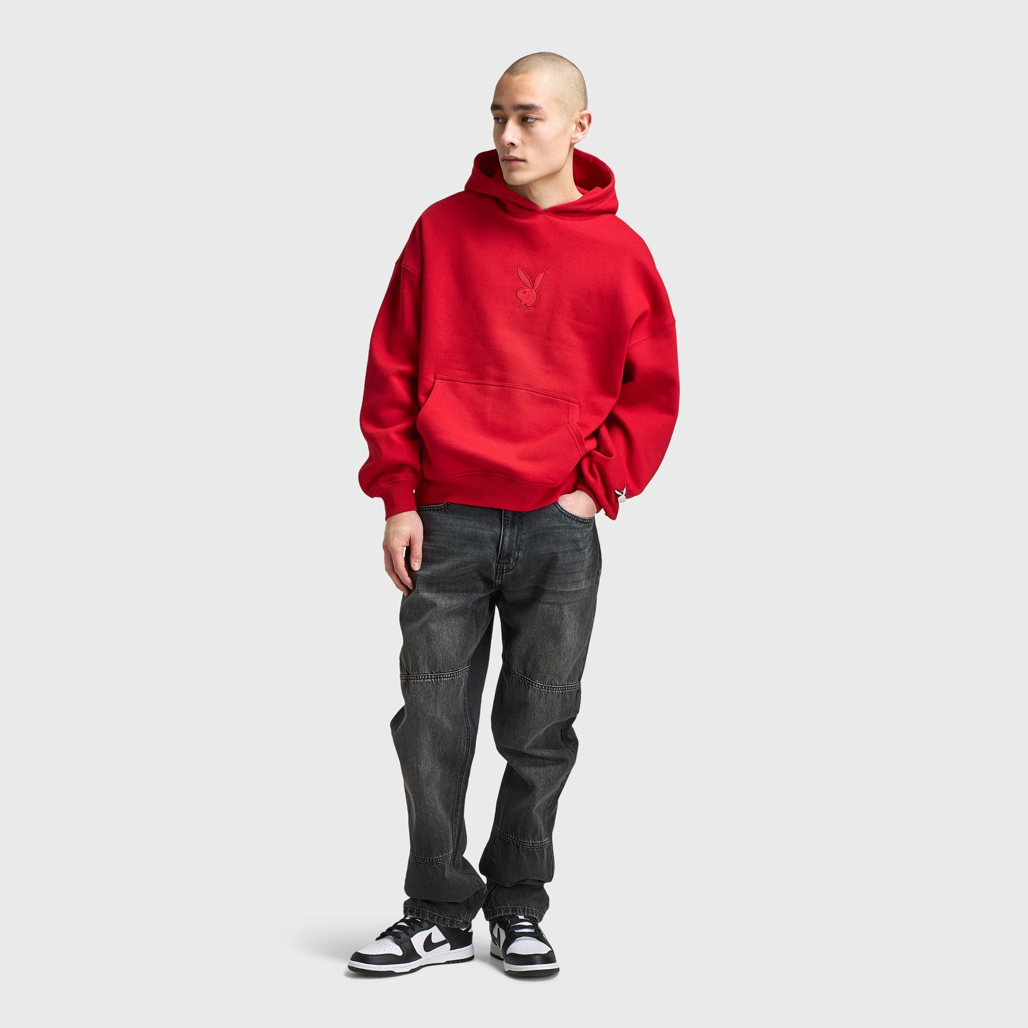 Playboy Script Oversized Hoodie / Red