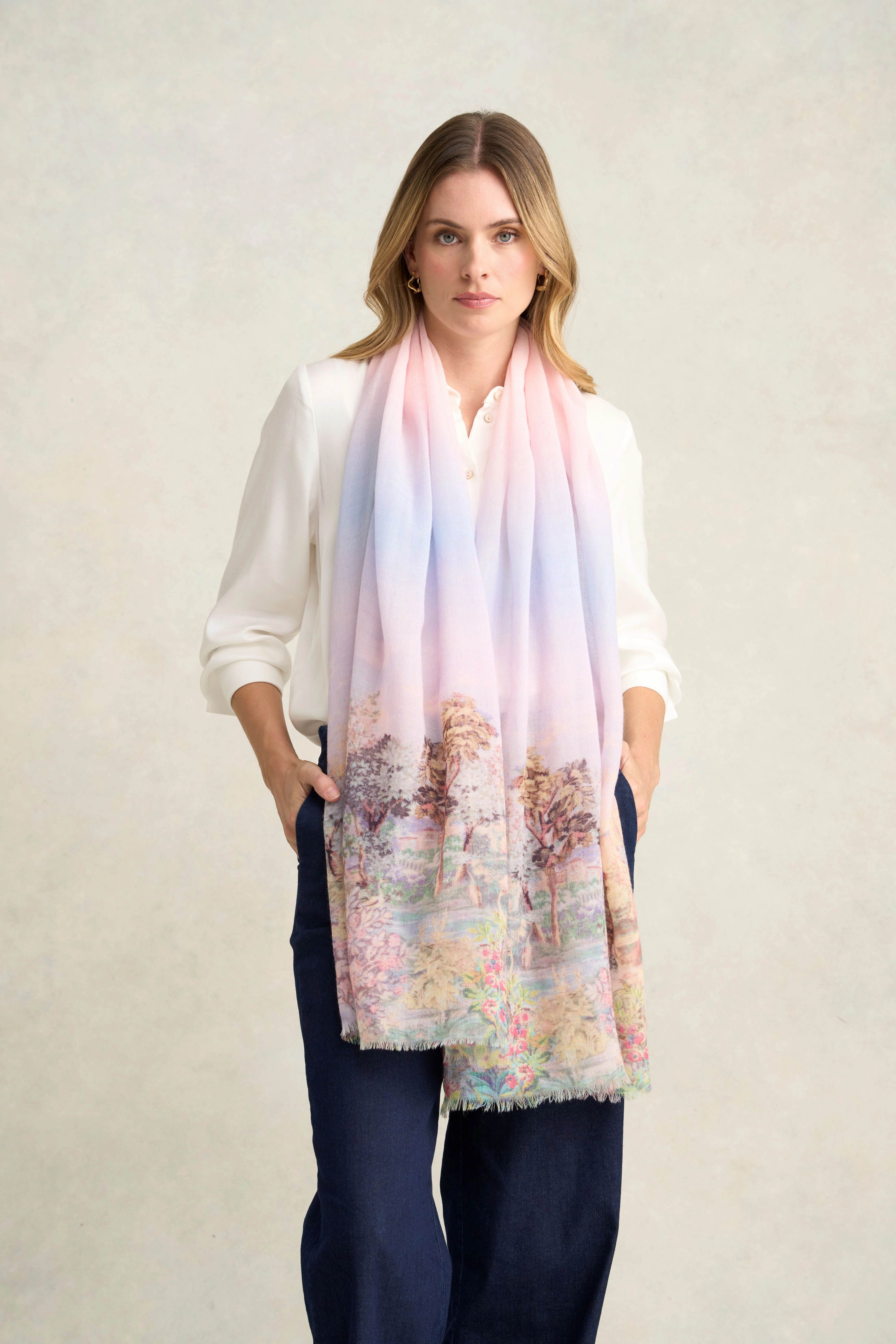 Scenic Sunrise Print Scarf - Multi