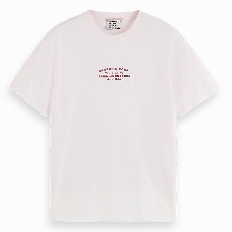 Scotch & Soda Record Store Artwork Tee -PINK CLOUD