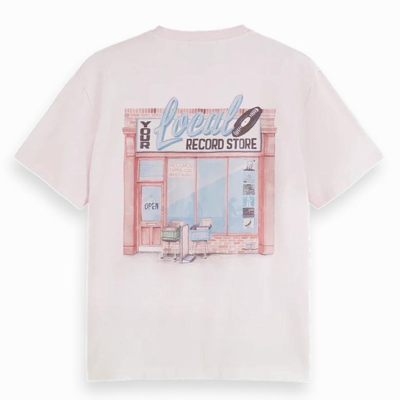 Scotch & Soda Record Store Artwork Tee -PINK CLOUD