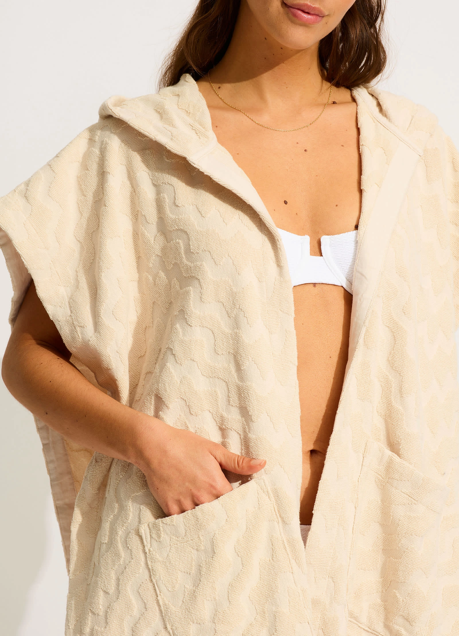 Spring Festival Towel Poncho - Sand