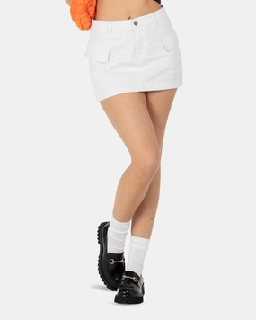 SSS REALISM DOVER DENIM CARGO SKIRT WHITE
