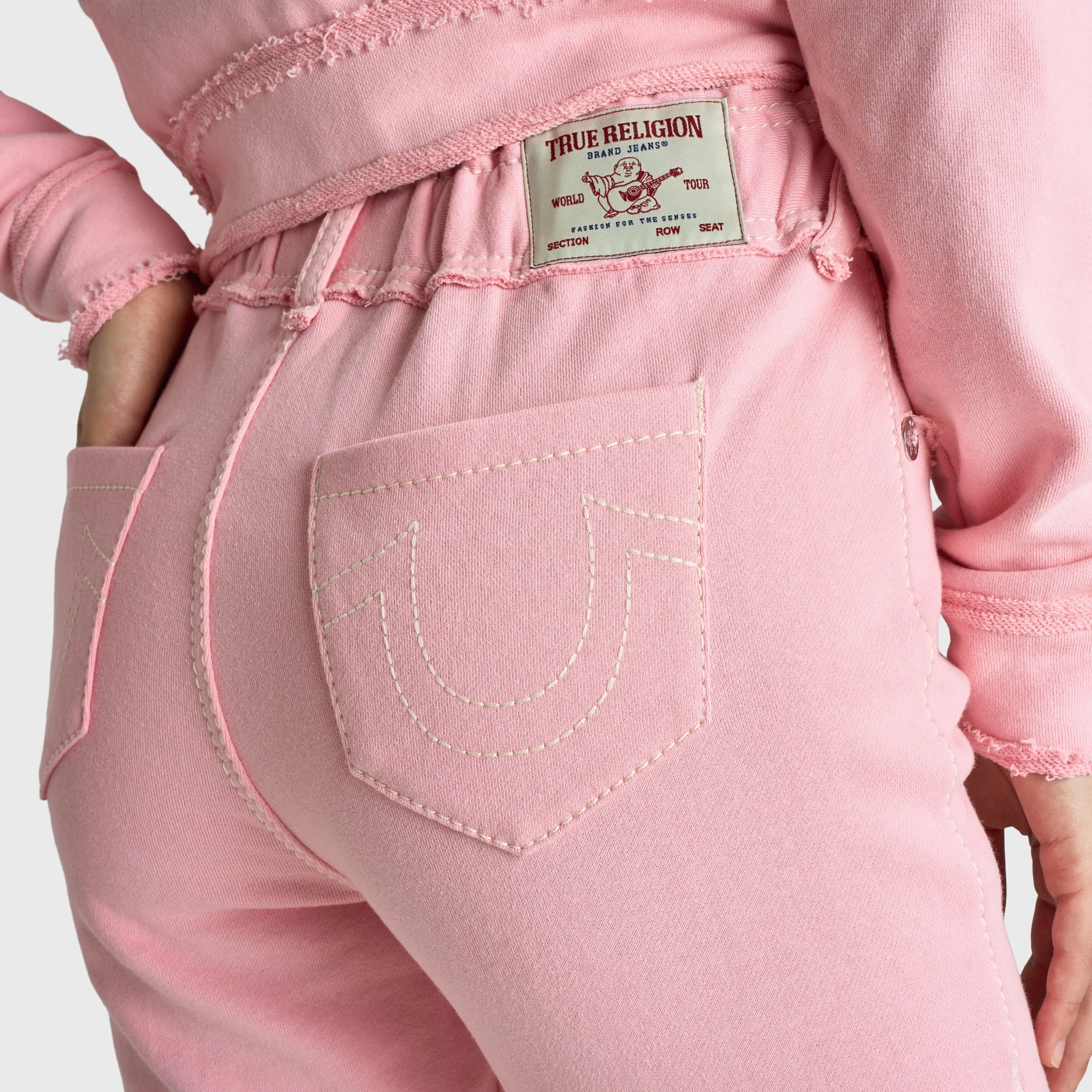 True Religion Wash Raw Edge Big T Track Pants / Candy Pink