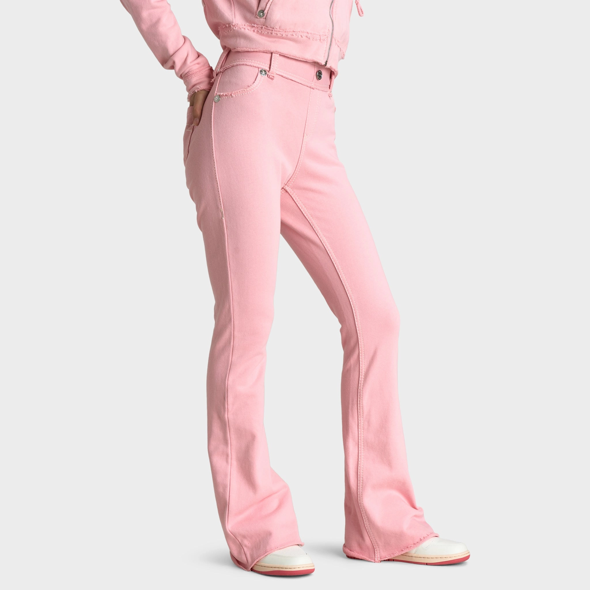 True Religion Wash Raw Edge Big T Track Pants / Candy Pink