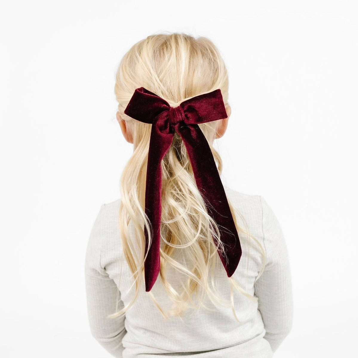 Velvet Sash Bow Clip - Large