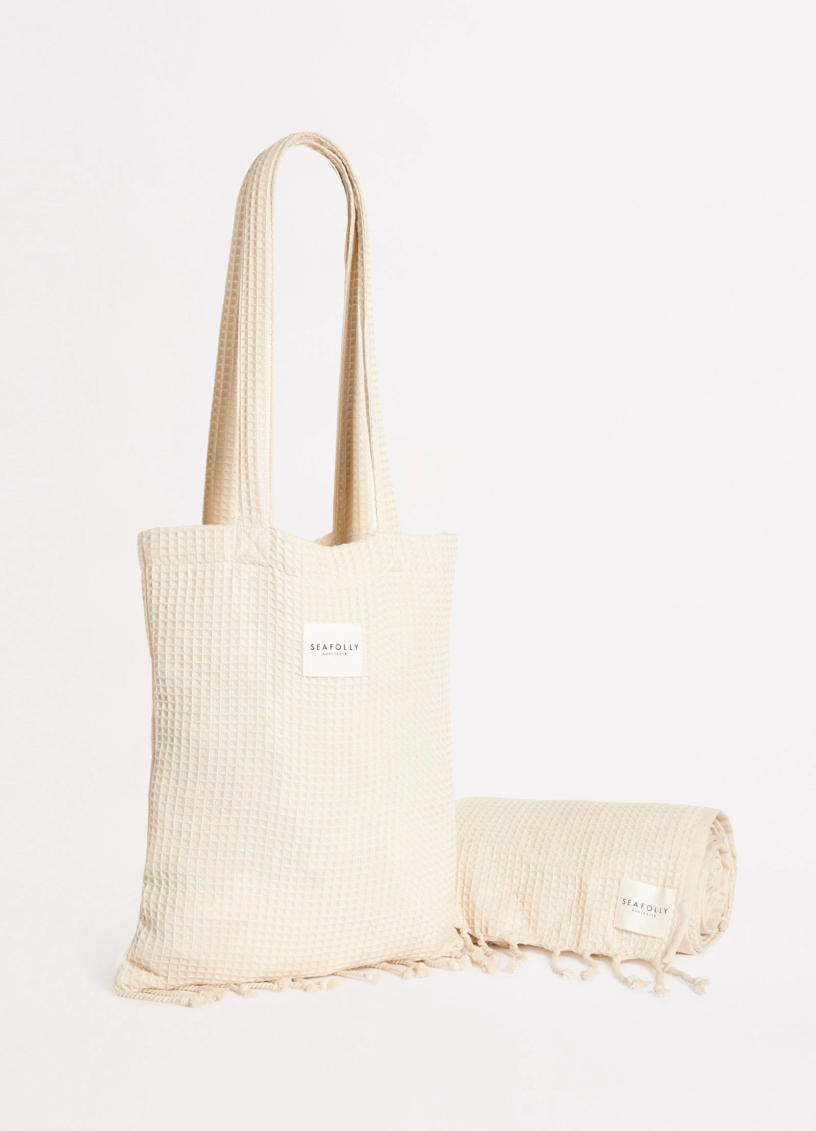 Waffle Towel & Tote Set - Sand
