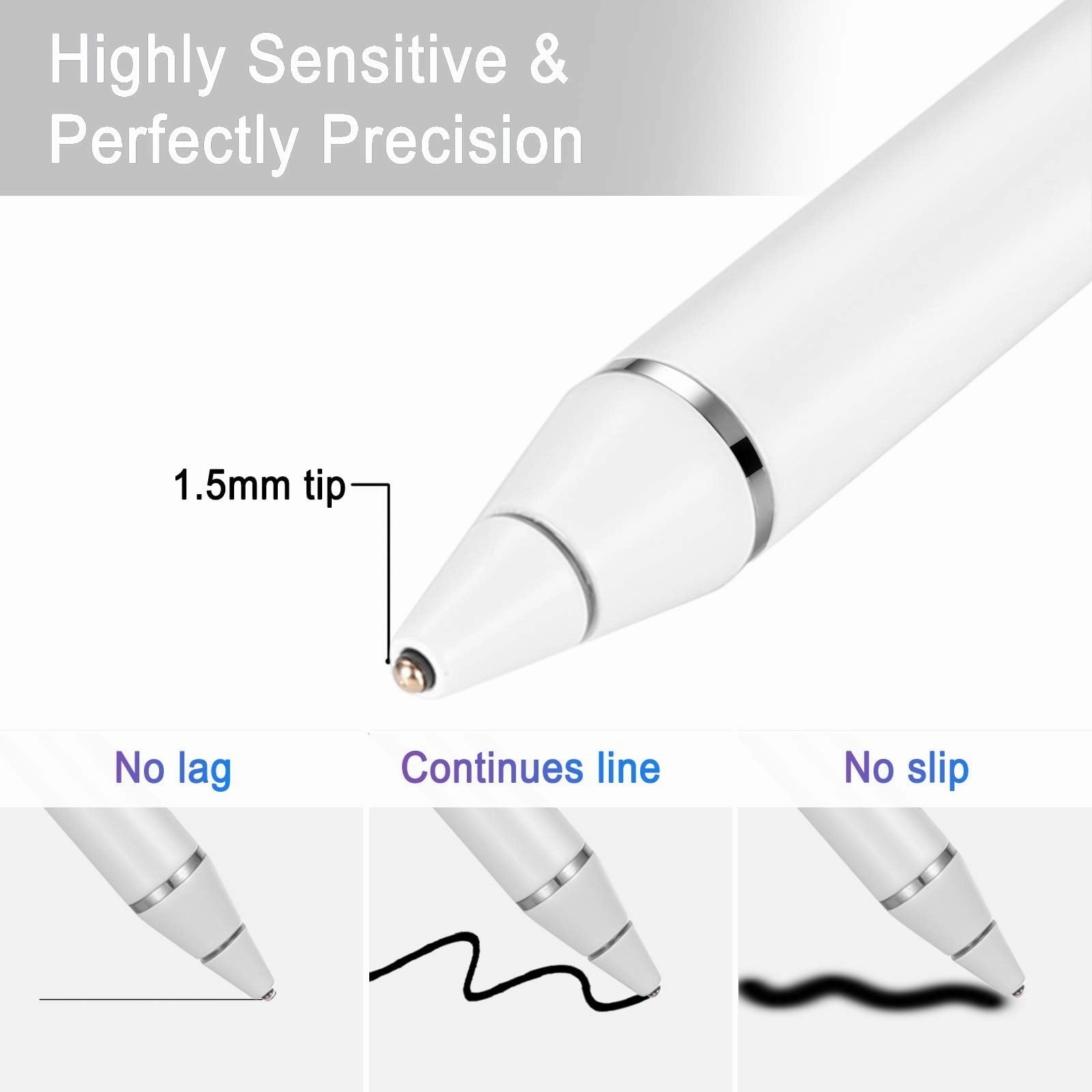 WeluvFit D9008 Digital Stylish Pen Pencil Rechargeable, Compatible with All Touch Screens, White