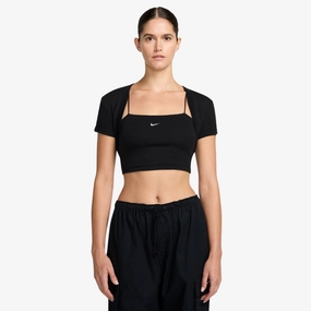 womens nike sportswear chill knit top (black)